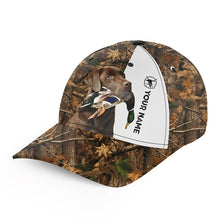 Load image into Gallery viewer, Duck hunting with Dog Chocolate Labrador Retriever 3D camo Custom Name hunting hat Adjustable Unisex hunting Baseball hat FSD2636