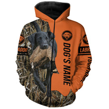 Load image into Gallery viewer, Black Labrador Retriever Hunting Dog Customized Name Zip Up Hoodie Shirt FSD4074