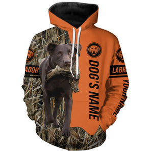 Chocolate Labrador Retriever Hunting Dog Customized Name Shirts for Hunters FSD4076