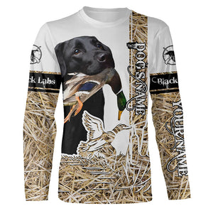 Black Labs Labrador Retriever Duck Hunting Dog Customize Name 3D All Over Printed Shirt FSD3450