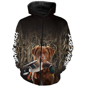 Duck Hunting Waterfowl Camo Chesapeake Bay Retriever Dog Hunting Shirts, Personalized Duck Hunting clothes FSD4544