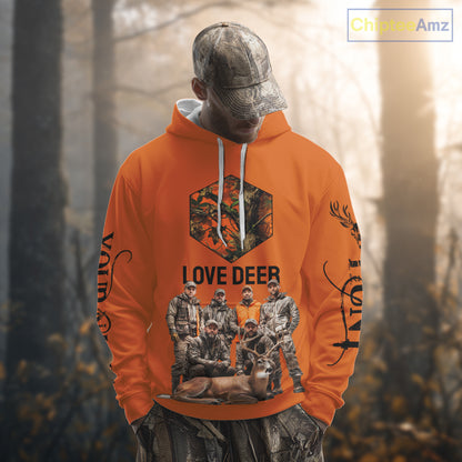 Deer Hunting Orange Hoodie, Long Sleeve Shirt Custom Name, Team Name Gift For Hunter NHT05