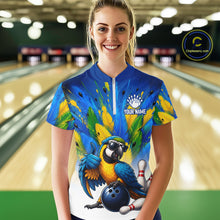 Load image into Gallery viewer, Custom Green Funny Parrot Bowling Jersey For Women Bowling League Bowling Team Shirts NHT1201