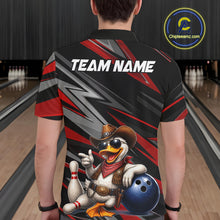 Load image into Gallery viewer, Personalized Team Jersey Men's Custom Cowboy Duck Bowling Polo &amp; 1/4 Zip Shirt |Red NHT1204