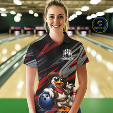 Load image into Gallery viewer, Personalized Team Jersey Women's Custom Cowboy Duck Bowling Polo &amp; 1/4 Zip Shirt |Red NHT1204