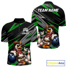 Load image into Gallery viewer, Men's green cowboy duck bowling quarter zip – lightweight breathable team jersey