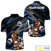 Load image into Gallery viewer, Men's blue cowboy duck bowling quarter zip – lightweight breathable team jersey