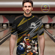 Load image into Gallery viewer, Personalized Team Jersey Men's Custom Cowboy Duck Bowling Polo &amp; 1/4 Zip Shirt |Yellow NHT1207