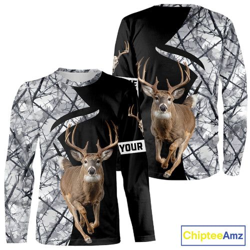 Deer Hunting Big Game Black Camo Gray Custom Name 3D All Over Print Shirts, Hunting Gifts NHT205