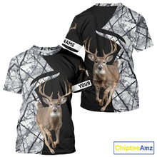 Load image into Gallery viewer, Deer Hunting Big Game Black Camo Gray Custom Name 3D All Over Print Shirts, Hunting Gifts NHT205