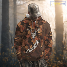 Load image into Gallery viewer, Skull Deer Hunting 3D Brown Camo Autumn Custom Name All Over Print Shirt Hunting Clothes NHT207