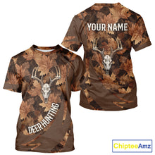Load image into Gallery viewer, Skull Deer Hunting 3D Brown Camo Autumn Custom Name All Over Print Shirt Hunting Clothes NHT207
