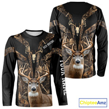 Load image into Gallery viewer, Brown Camo 3D Deer Hunting Hoodie For Men – Whitetail Buck Skull Design NHT335