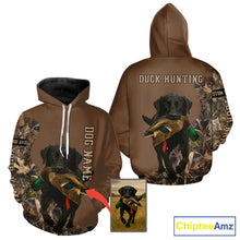 Load image into Gallery viewer, Custom Photo of Brown Hunting Dog and Your Name Shirt for Duck Hunters  NHT337