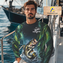 Load image into Gallery viewer, Largemouth Bass Fishing Black Green Camo Custom Name Fishing Shirts Jerseys  NHT456