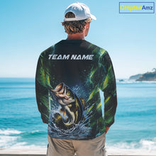 Load image into Gallery viewer, Largemouth Bass Fishing Black Green Camo Custom Name Fishing Shirts Jerseys  NHT456