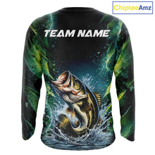 Load image into Gallery viewer, Largemouth Bass Fishing Black Green Camo Custom Name Fishing Shirts Jerseys  NHT456
