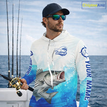 Load image into Gallery viewer, Striped Bass Fishing Long Sleeve Hooded Gift For Men Deep Sea Saltwater Angler Ocean Adventure