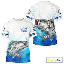 Load image into Gallery viewer, Striped Bass Fishing T-shirts Gift For Men Deep Sea Saltwater Angler Ocean Adventure 