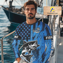 Load image into Gallery viewer, Bass Fishing American Camo Custom Name UV Protection Long Sleeves Shirt, Bass Fishing Jersey NHT530
