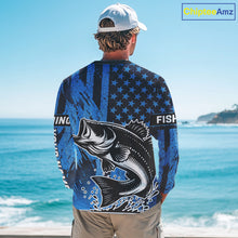 Load image into Gallery viewer, Bass Fishing American Camo Custom Name UV Protection Long Sleeves Shirt, Bass Fishing Jersey NHT530