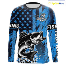 Load image into Gallery viewer, Bass Fishing American Camo Custom Name UV Protection Long Sleeves Shirt, Bass Fishing Jersey NHT530