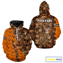 Load image into Gallery viewer, Whitetail Deer Hunting Orange and Autumn Camo Shirts, Personalized Hunting Shirt NHT212