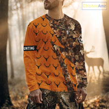 Load image into Gallery viewer, Whitetail Deer Hunting Orange and Autumn Camo Shirts, Personalized Hunting Shirt NHT212