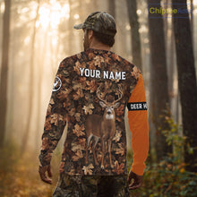 Load image into Gallery viewer, Whitetail Deer Hunting Orange and Autumn Camo Shirts, Personalized Hunting Shirt NHT212