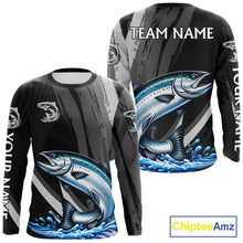 Load image into Gallery viewer, Personalized Black Camo Chinook Salmon Fishing Jerseys, Salmon Long Sleeve Fishing Shirts NHT463