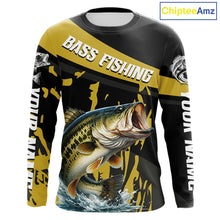 Load image into Gallery viewer, Custom Largemouth Bass Fishing Jerseys, Largemouth Bass Fishing Shirts Long Sleeve For Men|Yellow NHT728