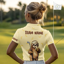Load image into Gallery viewer, Funny Sloth Banana Womens Golf Polo Shirt Custom Golf Jerseys, Golf Apparel Gift For Golf Lovers NHT907