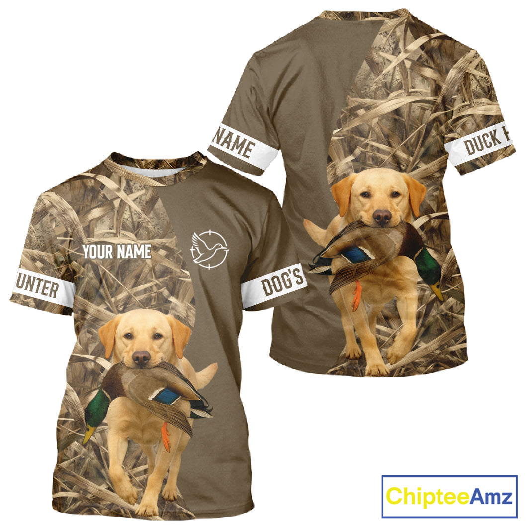 Duck Hunting Brown Camo Shirt with Yellow Lab – All Over Print Design, Gift for Hunters NHT228