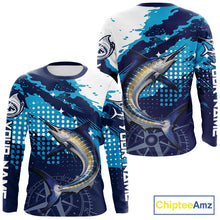 Load image into Gallery viewer, Custom Marlin Long Sleeve Fishing Shirts For Men, Design Marlin Fishing Jerseys NHT466