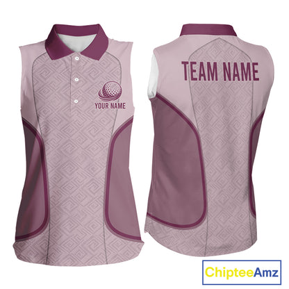 Sleeveless Womens Custom Name Golf Polo Shirt, Golf Team Shirt For Mom, Mother's Day Golf Gift NHT747