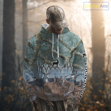 Load image into Gallery viewer, Deer Hunting Shirt 3D All-Over Print with Deer &amp; Forest Camo For Deer Hunters – Custom Name  NHT26