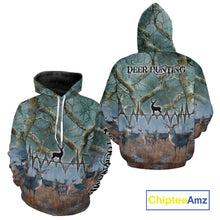 Load image into Gallery viewer, Deer Hunting Shirt 3D All-Over Print with Deer &amp; Forest Camo For Deer Hunters – Custom Name  NHT26
