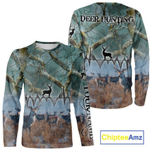 Load image into Gallery viewer, Deer Hunting Shirt 3D All-Over Print with Deer &amp; Forest Camo For Deer Hunters – Custom Name  NHT26