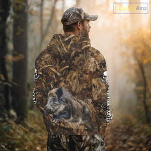 Personalized Wild Hog Hunting Camo Full Printing Shirts, Boar Hunting Gifts, Hunting Season NHT125
