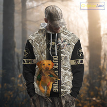 Load image into Gallery viewer, Yellow Lab Mallard Duck Hunting Winter Camo 3D Shirt, Custom Name Waterfowl Hunting Clothes NHT232