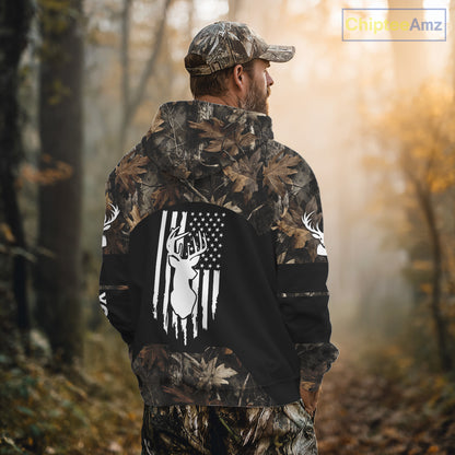Deer Hunting With Full All Over 3D For Deer Hunters, Personalized US Flag Camouflage NHT362
