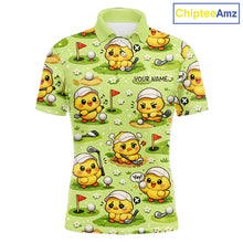 Load image into Gallery viewer, Funny Chicken Golf Polo Shirt For Men, Cute Chicken With Golf Shirts For Team NHT542