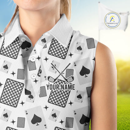 Personalized Poker Sleeveless Womens Golf Polo Shirt Funny Golf Top For Team, Golfer Gift For Womens NHT754