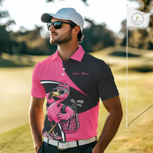 Load image into Gallery viewer, Funny Pink Flamingo Golf Polo Shirt For Men, Custom Flamingo Golf Shirt For Team NHT543