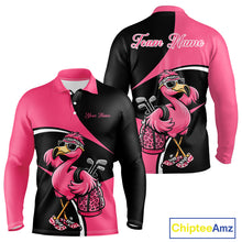 Load image into Gallery viewer, Funny Pink Flamingo Golf Polo Shirt For Men, Custom Flamingo Golf Shirt For Team NHT543