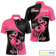 Load image into Gallery viewer, Funny Pink Flamingo Golf Polo Shirt For Men, Custom Flamingo Golf Shirt For Team NHT543