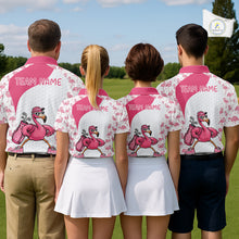 Load image into Gallery viewer, Funny Pink Flamingo Mens Golf Polo Shirt Custom Pink And White Golf Shirt For Team NHT545