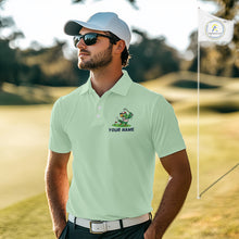 Load image into Gallery viewer, Personalized Mens Golf Polo Shirt Custom Name Funny Green Parrot Design|Green 