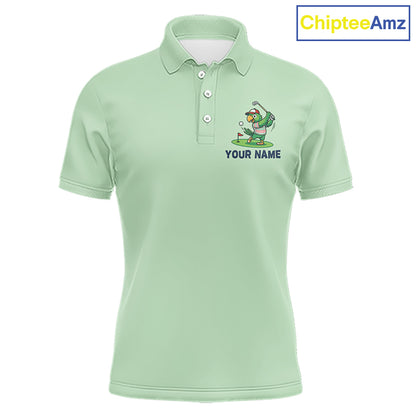 Personalized Mens Golf Polo Shirt Custom Name Funny Green Parrot Design|Green 