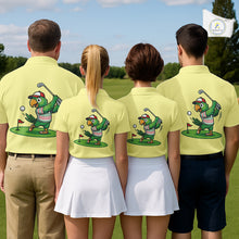 Load image into Gallery viewer, Personalized Womens Golf Polo Shirt Custom Name Funny Green Parrot Design|Yellow NHT1094